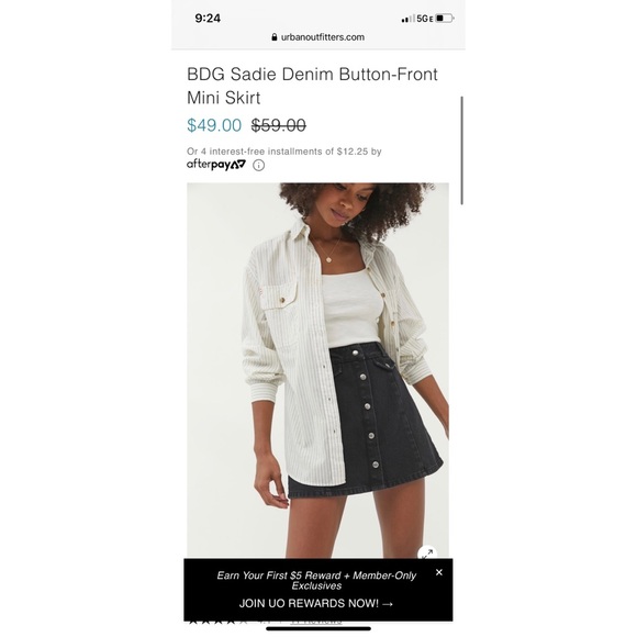 BDG SADIE denim skirt with button- front small - Picture 4 of 11